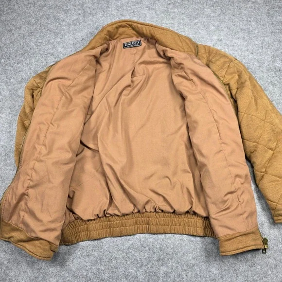 Bagatelle Jacket Womens 2 Brown Quilted Bomber Full Zip Tan Wash - Picture 8 of 9